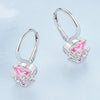 S925 Sterling Silver Pink Heart Cherry Blossom Earrings