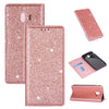 For Samsung Galaxy J4 (2018) Ultrathin Glitter Magnetic Horizontal Flip Leather Case with Holder & Card Slots(Rose Gold)