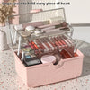Cosmetics Storage Box Plastic Anti -Dust Transparent Desktop Medicine Box L Cream Color