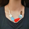 Colorful Resin Beads Statement Necklace Women Multicolor Wood Necklaces Pendants(Blue)