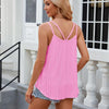 Women Tank Tops Summer Sleeveless Spaghetti Straps Camisole Top, Size: XL(Bright Pink)