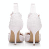 Women Shoes Lace Pearl Princess Pointed Shoes, Size:34(White 9.5 cm)