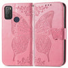 For Alcatel 1S 2021 Butterfly Love Flower Embossed Horizontal Flip Leather Case with Holder & Card Slots & Wallet & Lanyard(Pink)
