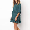 Burst Ruffled Skirt Fashion Dot Dress, Size:M(Green)