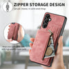 For Samsung Galaxy M15 Retro Leather Zipper Wallet Back Phone Case(Pink)