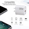 PD30W USB-C / Type-C + QC3.0 USB Charger with 1m USB to 8 Pin Data Cable, AU Plug(White)
