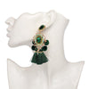 Drop Hairball Earring Handmade Tassel Big Earring Fringed earrings(Green)