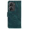 For Asus Zenfone 9 Tiger Embossing Pattern Flip Leather Phone Case(Green)