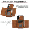 For Samsung Galaxy S21+ Three-fold Leather Phone Case with Card Slot & Wallet & Holder(Brown)