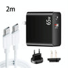 PD-65W USB-C / Type-C + QC3. 0 USB Laptop Charging Adapter + 2m USB-C / Type-C to USB-C / Type-C Data Cable Set, EU Plug / US Plug(Black)