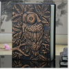 01663 Vintage Thick Handmade Leather Carving Owl Sketchbook Journal Cute Notebook(Red)