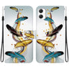 For Samsung Galaxy A05 Crystal Texture Colored Drawing Leather Phone Case(Gold Butterfly Feathers)