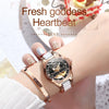 JIN SHI DUN 8831 Women Fashion Diamond Hollowed Waterproof Ceramic Mechanical Watch(Black)