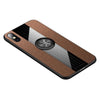 For iPhone X / XS XINLI Stitching Cloth Texture Shockproof TPU Protective Case with Ring Holder(Brown)