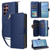 For Samsung Galaxy S22 Ultra 5G Nine-card Slots Zipper Wallet Bag Leather Phone Case(Blue)