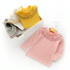 Spring Girls Solid Color Lace Round Neck Bottoming Shirt Children Clothing, Height:100cm(White)
