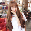 Air Bangs Fluffy Long Curly Hair Wig Rose Net Headgear for Women(Light Brown)