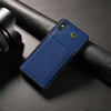 For iPhone X / XS Three Fold Card Bag Phone Case with Long Lanyard(Blue)