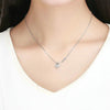 S925 Sterling Silver Platinum Plated Heart Lock Necklace Girls White Inlaid Zircon Key Jewelry