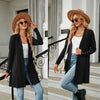 Autumn And Winter Women Button Long Sleeve Loose Cardigan Jacket, Size: S(Black)
