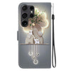 For Samsung Galaxy S22 Ultra 5G Crystal Texture Colored Drawing Leather Phone Case(Elephants)