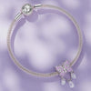 SCC2543 S925 Sterling Silver Necklace Pendant Accessories Purple Butterfly DIY Bracelet Beads