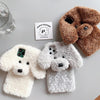 For iPhone 15 Teddy Dog Plush TPU Phone Case(White)