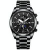 FNGEEN 5800 Men Three Eyes and Six Pins Watch Student Quartz Watch(Black Steel Black Surface)
