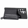 For Samsung Galaxy S25 Ultra 5G Carbon Fiber Horizontal Flip Zipper Wallet Phone Case(Black)