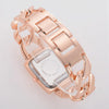 Square Dial Diamond Plated Hollow Alloy Bracelet Strap Quartz Watch for Women(Rose gold black surface)