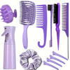 12pcs /Set Hair Combing Brush Set Convenient Styling Comb, Color: Purple With Mosquito Comb