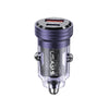 USAMS US-CC175 C35 45W Aluminum Alloy Transparent Dual USB Port Mini Car Charger (Purple)
