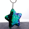 2 PCS Cute Chaveiro Star Keychain Glitter Pompom Sequins Key Chain Gifts for Women Llaveros Mujer Car Bag Accessories Key Ring(Green)