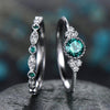 2 PCS/Set Women Fashion Zircon Gemstone Ring 9(Green)