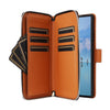 For Samsung Galaxy S22 Ultra 5G Nine-card Slots Zipper Wallet Bag Leather Phone Case(Brown)