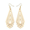 1 Pair Natural Wooden Earrings Geometic Hollow Triangle Personality Simple Fashion Jewelry For Woman, Metal Color:White