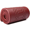 38cm Four-season Embossed Hand-sewn Cowhide Steering Wheel Cover(Wine Red)