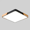 Wood Macaron LED Square Ceiling Lamp, White Light, Size:30cm(Black)