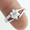 925 Silver Women Opal Flower Ring Jewelry, Ring Size:10(White)