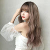 Ladies Long Hair Slightly Curly Wig Natural Fluffy Hair Cover, Color:Cool Brown