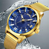 SKMEI 9166 Fashion Men Business Watch 30m Waterproof Metal Quartz Wristwatch(Blue)