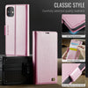 For iPhone 11 AutSpace A11 Side Buckle MagSafe Magnetic RFID Phone Leather Case(Rose Gold)