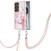 For Samsung Galaxy S25 Ultra 5G Electroplating Marble Dual-side IMD Phone Case with Lanyard(Rose Gold 005)
