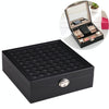 Wooden Jewelry Box Necklace Ring Storage Organizer Large Jewel Cabinet Gift Case(Black)