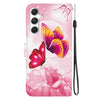 For Samsung Galaxy A05s Crystal Texture Colored Drawing Leather Phone Case(Pink Butterflies)