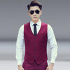 Men Vest Slim Korean Work Clothes Suit Vest Groomsmen Professional Wear Men Vest, Size: XXXXXL(Wine red)