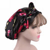 TJM-226 Ladies Satin Print Ribbon Bow Turban Hat Night Cap Silk Chemotherapy Hat Long Tail Braid Hat(Purple)