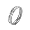 Girls Simple Titanium Steel Diamond Ring, Size: US Size 7(Single Row Silver)