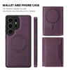 For Samsung Galaxy S25 Ultra 5G Shield Multi-functional MagSafe Card Bag Phone Case(Purple)
