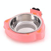 Hanging Stainless Steel Pet Bowl - Pink - Cage/Kennel